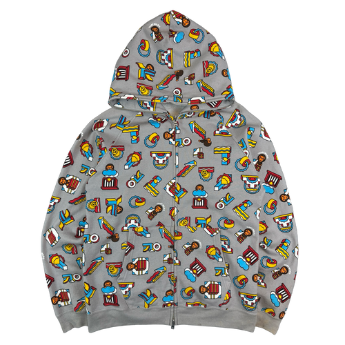 BAPE Baby Milo All Over Full Zip Hoodie Grey (USED) | Vintage Clothing Store Canada