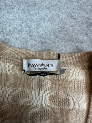 Women's Yves Saint Laurent Cashmere V Neck Knit Tan