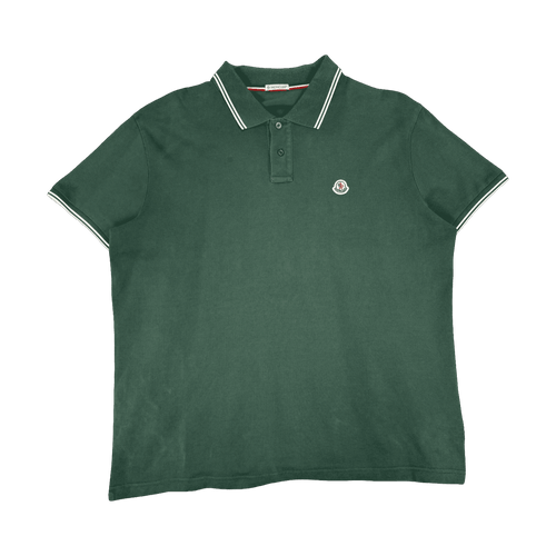 Moncler Striped Button-up Polo Shirt Green (USED) | Vintage Clothing Store Canada