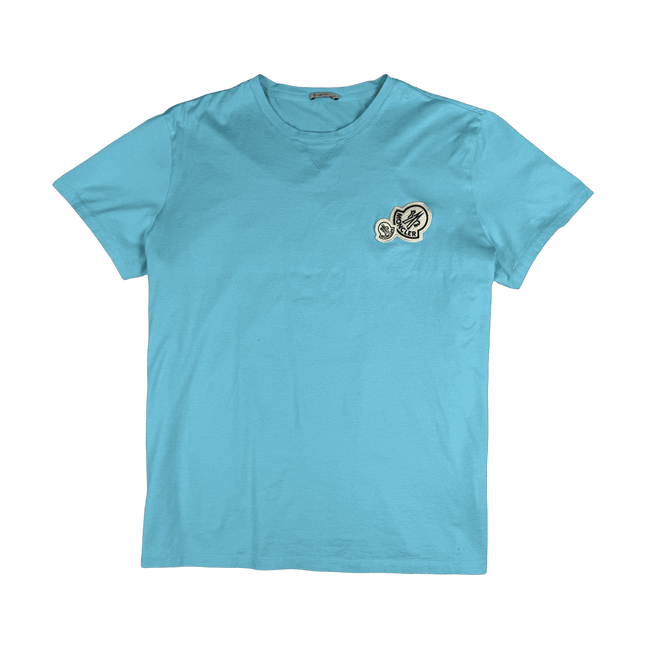 Moncler Multi Logo Tee Light Blue (USED)