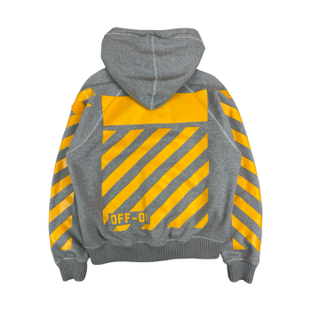 Moncler x Off-White Chevron Zip Up Hoodie Grey (USED)