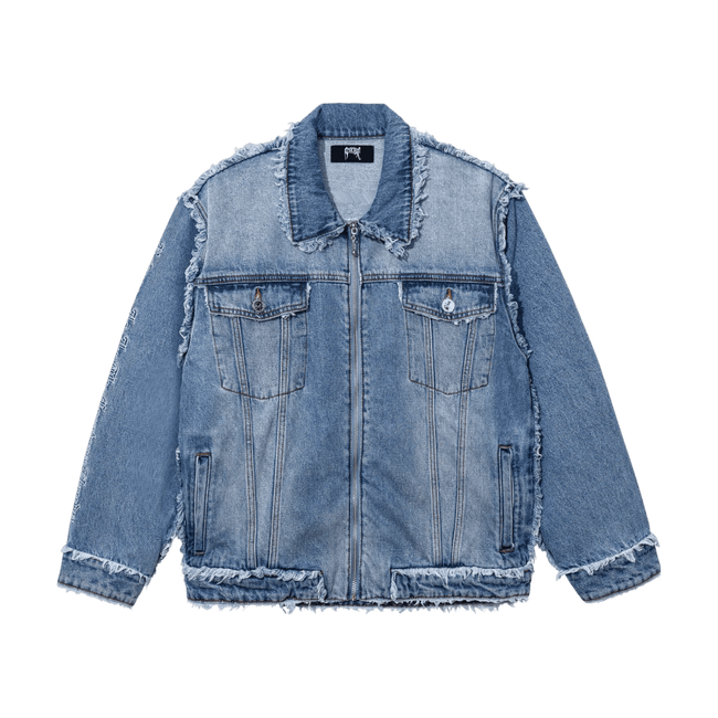 Revenge Frayed Skull Patch Denim Jacket