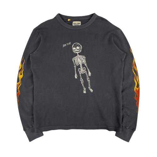 Gallery Dept. Born to Die Thermal L/S Tee Black (USED) | Vintage Clothing Store Canada