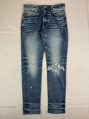 Amiri MX1 Distressed Biker Jeans Blue (USED)
