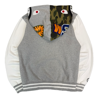 BAPE Varsity Shark Full Zip Hoodie Grey/White (USED)
