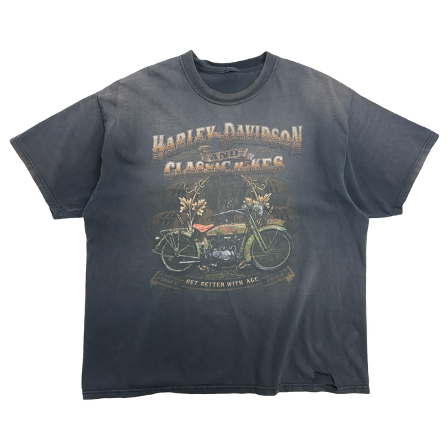 Vintage Harley Davidson Classic Bike Tee Sun Faded Black