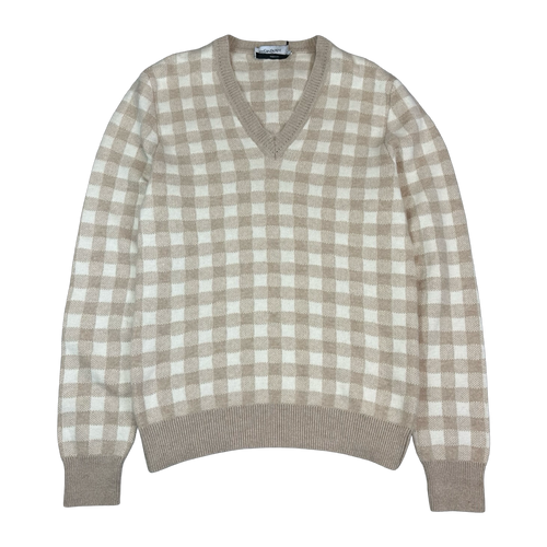 Women's Yves Saint Laurent Cashmere V Neck Knit Tan | Vintage Clothing Store Canada