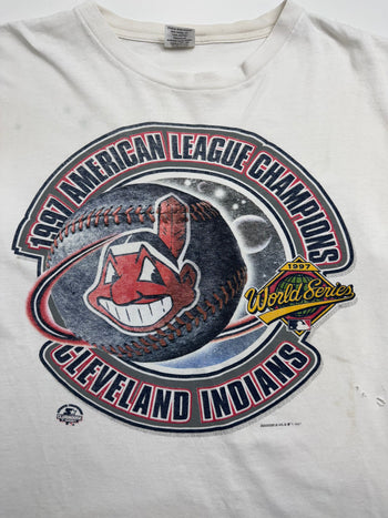 Vintage '97 MLB Cleveland Indians World Series Tee White