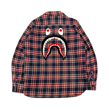 BAPE Shark Flannel Button Up L/S Burgundy (USED)
