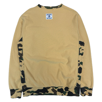 BAPE 1st Camo Rib Stone Wash Crewneck Yellow (USED)