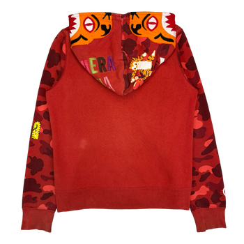 BAPE Color Camo Tiger Shark Full Zip Hoodie Red (USED)
