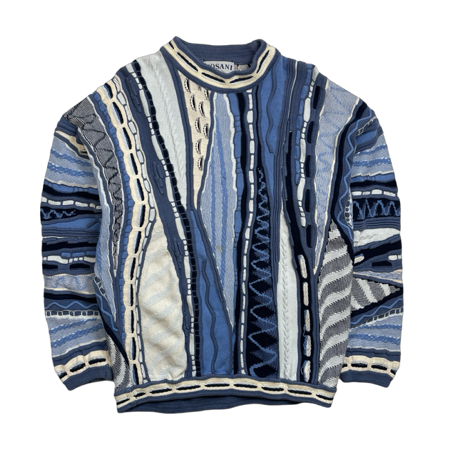 Vintage Tosani 3D Textured Knit Sweater Blue