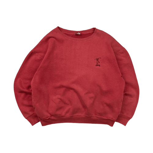 1990’s Vintage Stussy Warrior Man Sweatshirt Red | Vintage Clothing Store Canada