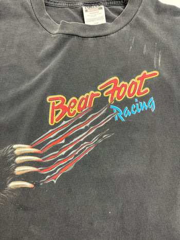 (S) Vintage 90s Bear Foot Monster Truck Racing Tee Black