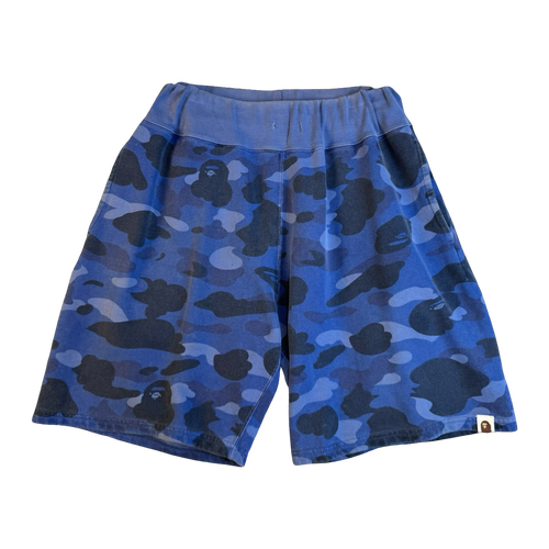 BAPE Color Camo Sweatshorts Navy (USED) | Vintage Clothing Store Canada