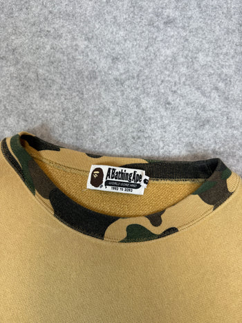 BAPE 1st Camo Rib Stone Wash Crewneck Yellow (USED)