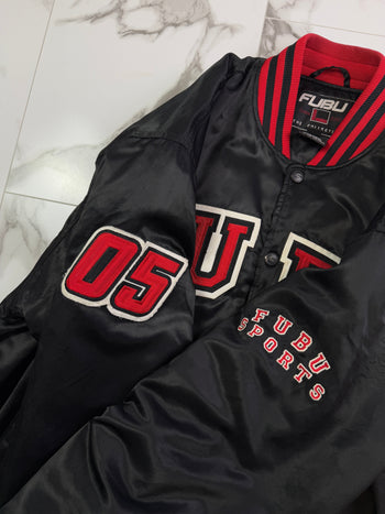 Vintage Fubu Sports Champs 05 Satin Varsity Jacket Black