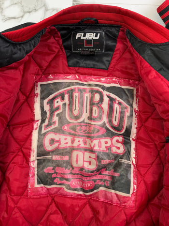 Vintage Fubu Sports Champs 05 Satin Varsity Jacket Black
