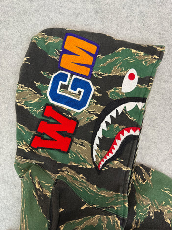 BAPE Shark Tiger Camo Full Zip Hoodie Green (USED)