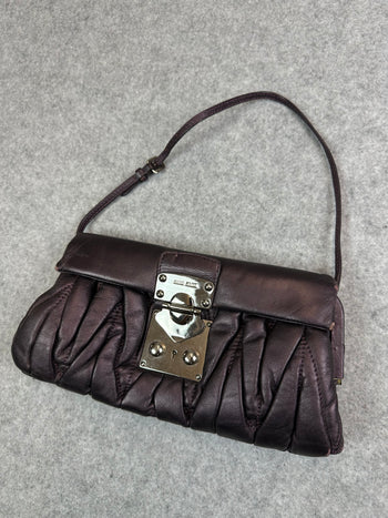 Miu Miu Vitello Lux Matelasse Flap Pochette Purple