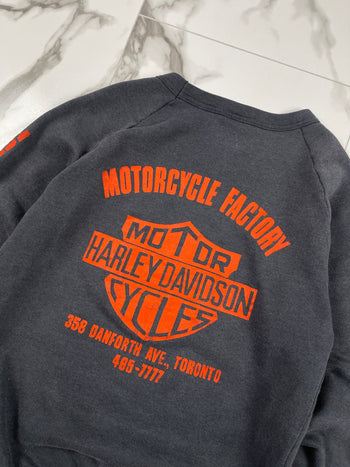 Vintage 80s Harley Davidson Sweatshirt Faded Black