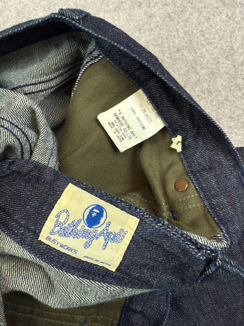 BAPE Embroidered Spell Out Double Knee Denim Jeans (USED)