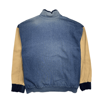 (XL) Vintage 90s Faded Denim Varsity Jacket