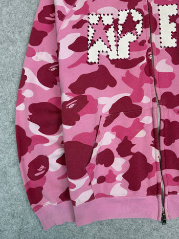 BAPE APEE ABC Camo Jewel Logo Full Zip Hoodie Pink (USED)