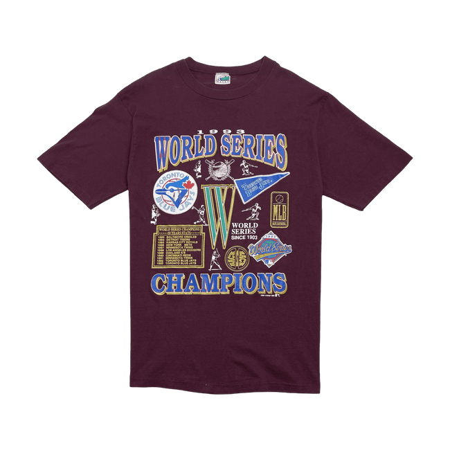 (M) Vintage '93 Toronto Blue Jays World Series Tee Burgundy Red