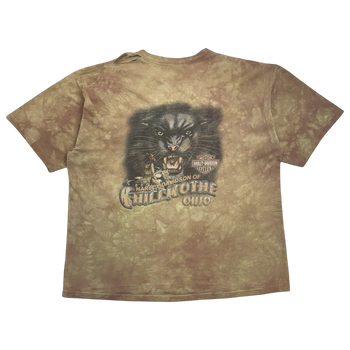 Vintage 1990s Harley Davidson Chillicothe Ohio Tee Tie Dye Brown