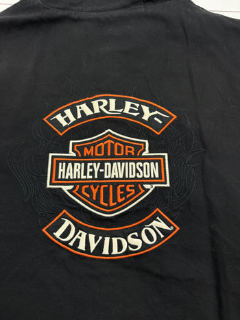 (3XL) Vintage Harley Davidson Hooded Canvas Reversible Jacket