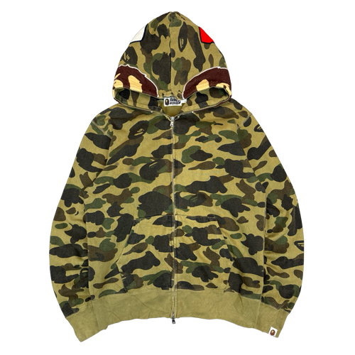 BAPE Ape Head Full Zip Hoodie Camo Green (USED) | Vintage Clothing Store Canada