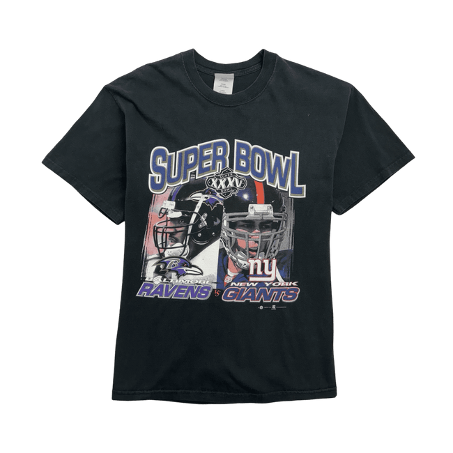 (L) Vintage '01 Super Bowl XXXV Ravens Vs. Giants Tee Black