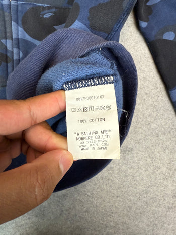 BAPE Embroidered Shark Camo Full Zip Hoodie Navy (USED)