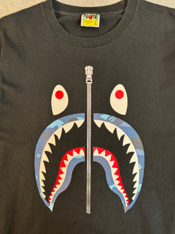 BAPE ABC Camo Shark Tee Black/Blue (USED)