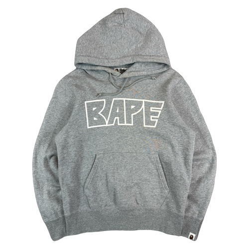 BAPE Multi Logo Hoodie Grey (USED) | Vintage Clothing Store Canada