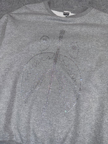 BAPE x Swarovski Crystal Shark Logo Sweatshirt Grey (USED)