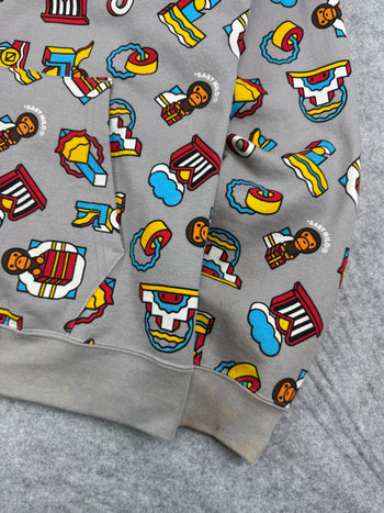 BAPE Baby Milo All Over Full Zip Hoodie Grey (USED)