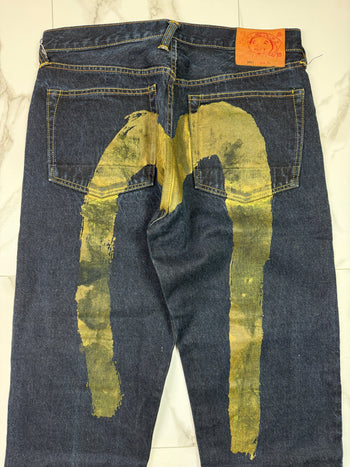Vintage Evisu Lot 0001 Daicock Gold Denim Pants