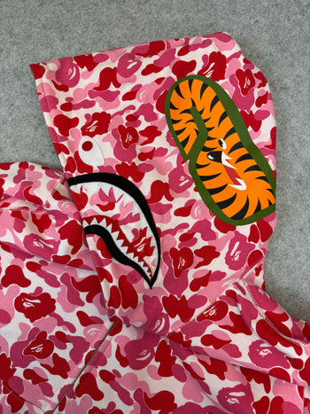BAPE ABC Camo Shark Full Zip Hoodie Pink/Red (USED)