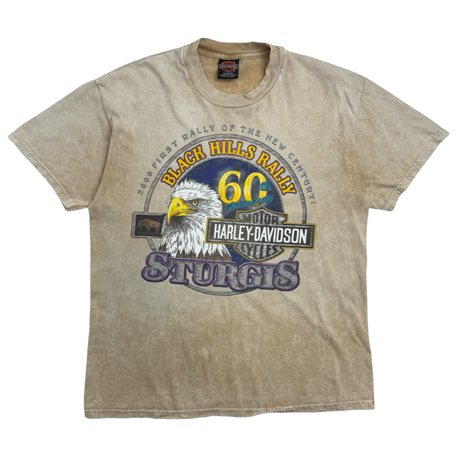 Vintage 2000 Harley Davidson Sturgis Rally Tee Light Brown
