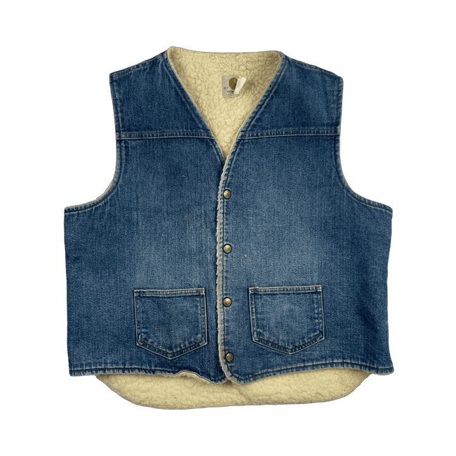 Vintage 90s Carhartt Sherpa Lined Vest Denim