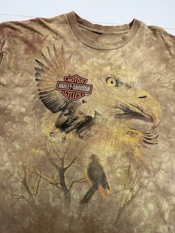 Vintage 1990s Harley Davidson Chillicothe Ohio Tee Tie Dye Brown