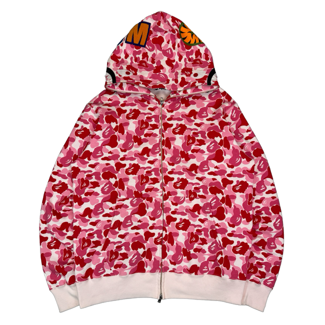 BAPE ABC Camo Shark Full Zip Hoodie Pink/Red (USED)