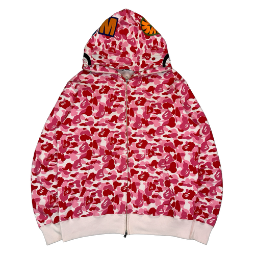 BAPE ABC Camo Shark Full Zip Hoodie Pink/Red (USED) | Vintage Clothing Store Canada