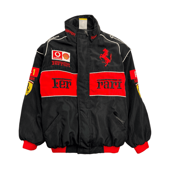 (XXS) Vintage 90s Ferrari ZIp-Up Racing Jacket Black