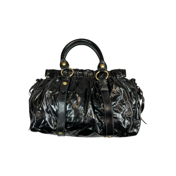 Miu Miu Patent Leather Top Handle Bag Black