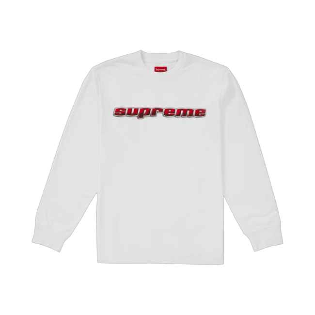 Supreme Chrome Logo L/S Tee White