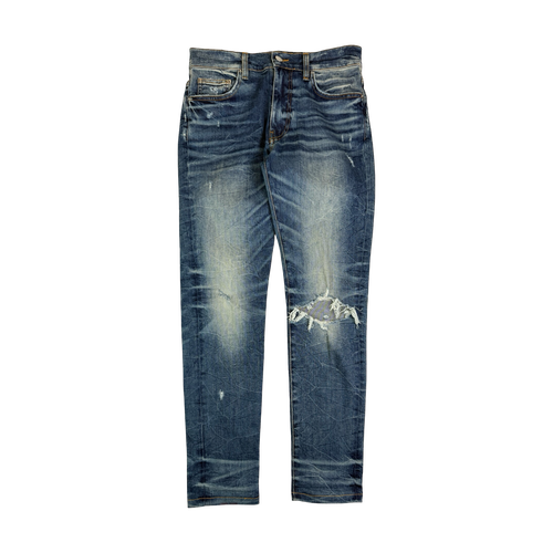 Amiri MX1 Distressed Biker Jeans Blue (USED) | Vintage Clothing Store Canada