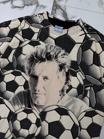 Vintage 90’s Rod Stewart Soccer AOP Tee Black